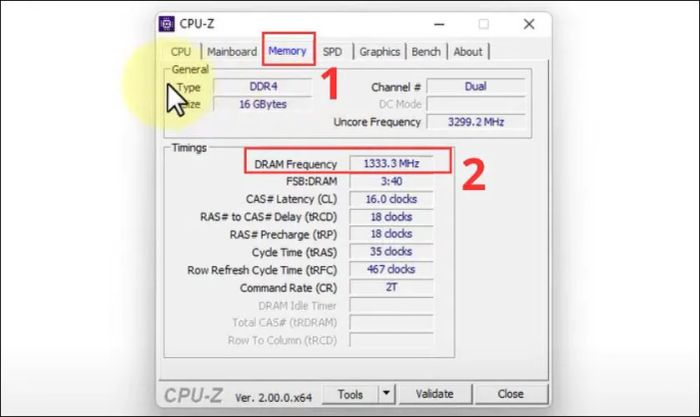 Mở DRAM Frequency trong tab Memory