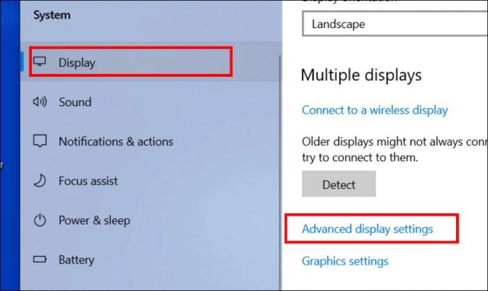 Trong cửa sổ Display, cuộn xuống và chọn Advanced Display settings