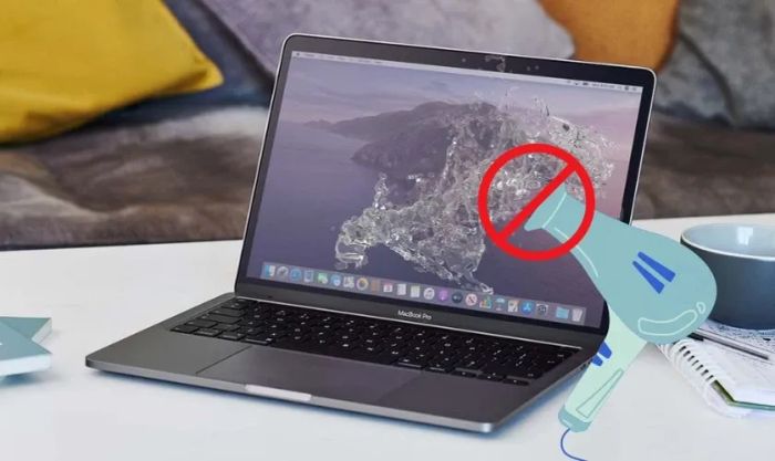 Không sử dụng nhiệt độ cao để sấy MacBook