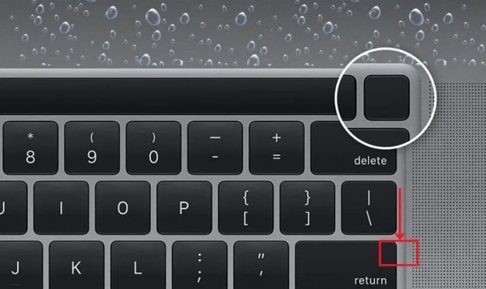 Tắt nguồn MacBook khi màn hình bị loang nước
