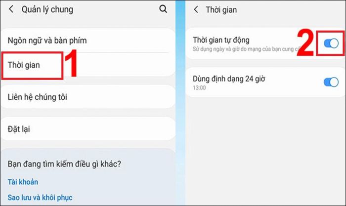 Tại mục Thời gian tự động, hãy kích hoạt chế độ này để hoàn tất.