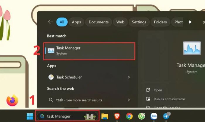 Chọn mục Task Manager