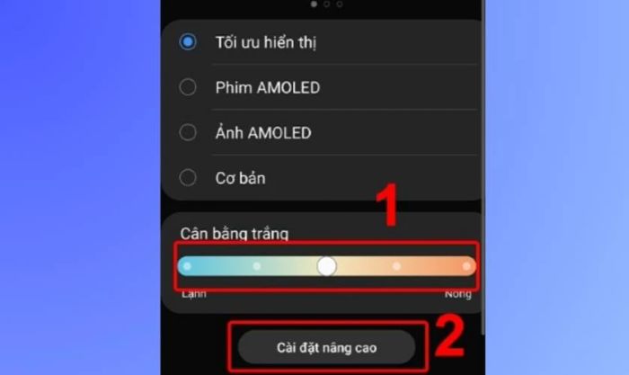 Kéo về tông lạnh để giảm ám hồng trên màn hình