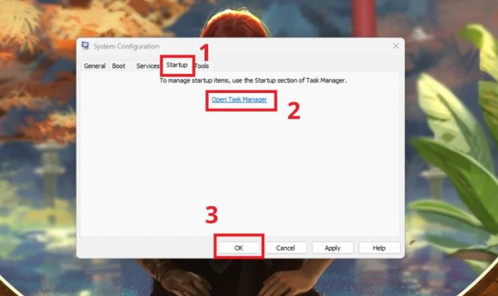Nhấn vào mục Open Manager để mở cửa sổ quản lý.