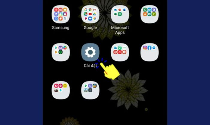 Vào mục cài đặt