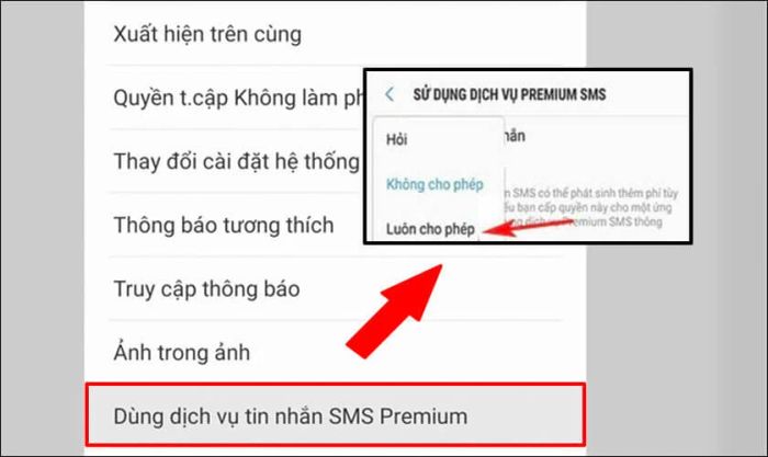 Hãy luôn bật tính năng Premium SMS để không gặp phải lỗi gửi tin nhắn trên Samsung nữa.