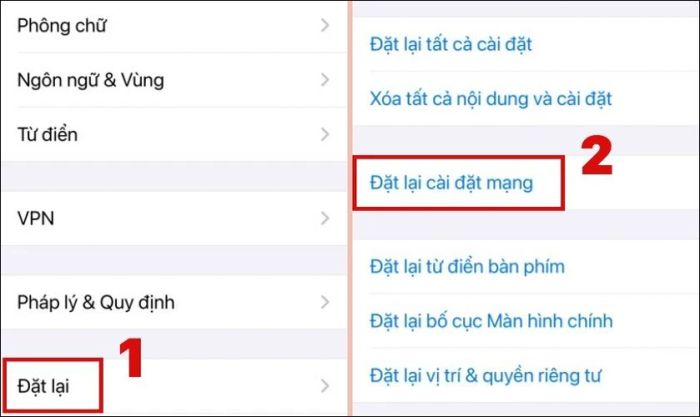 Khôi phục cài đặt dịch vụ mạng