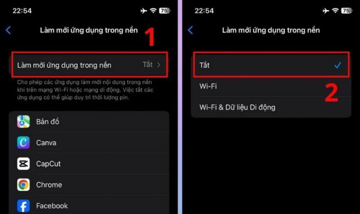 Nhấn vào Tắt để vô hiệu hóa tính năng này