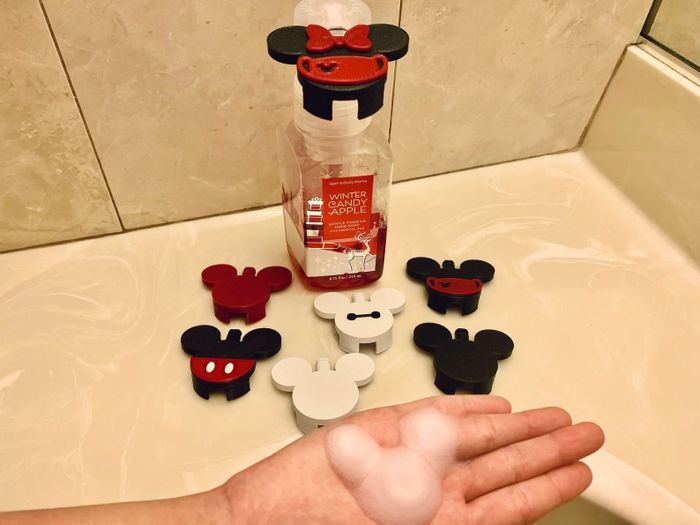 Different dispenser designs, featuring Mickey, Baymax, and Star Wars characters