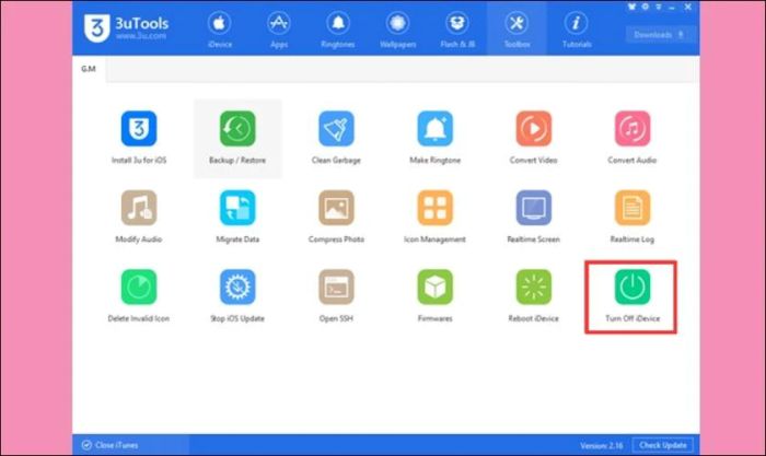 Tắt nguồn iPhone 13 khi bị đơ màn hình cảm ứng thông qua máy tính và phần mềm của bên thứ ba