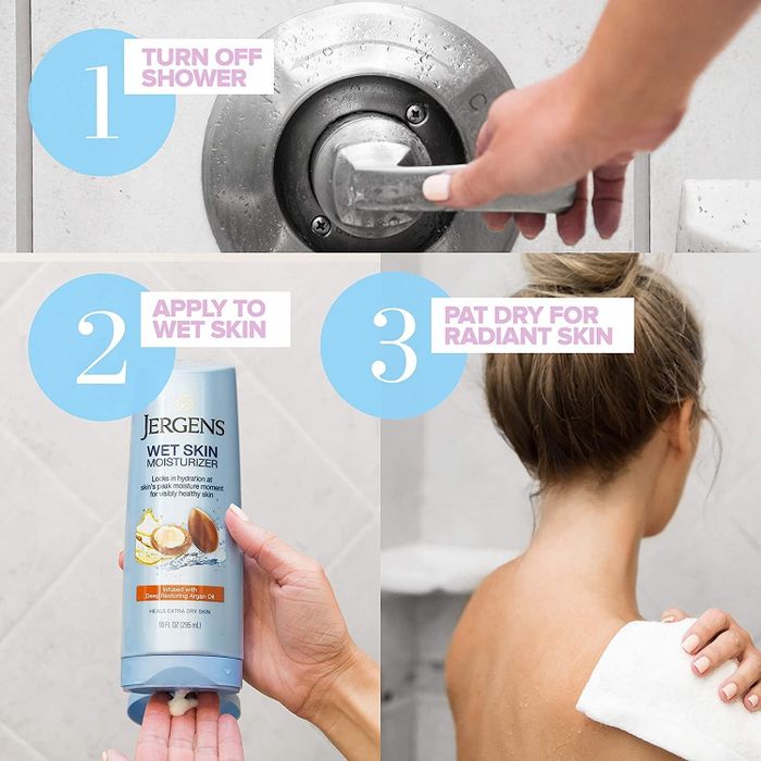 A chart that explains the three steps for applying the moisturizer