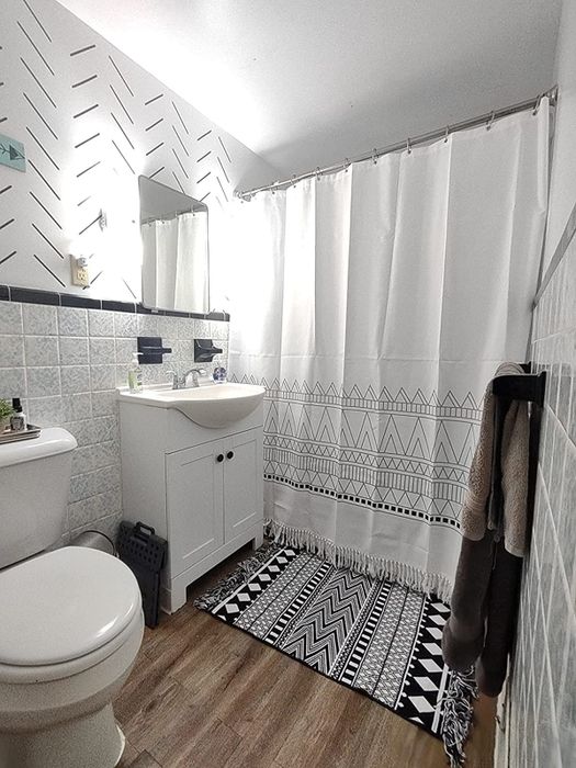 A reviewer’s photo of the shower curtain in White
