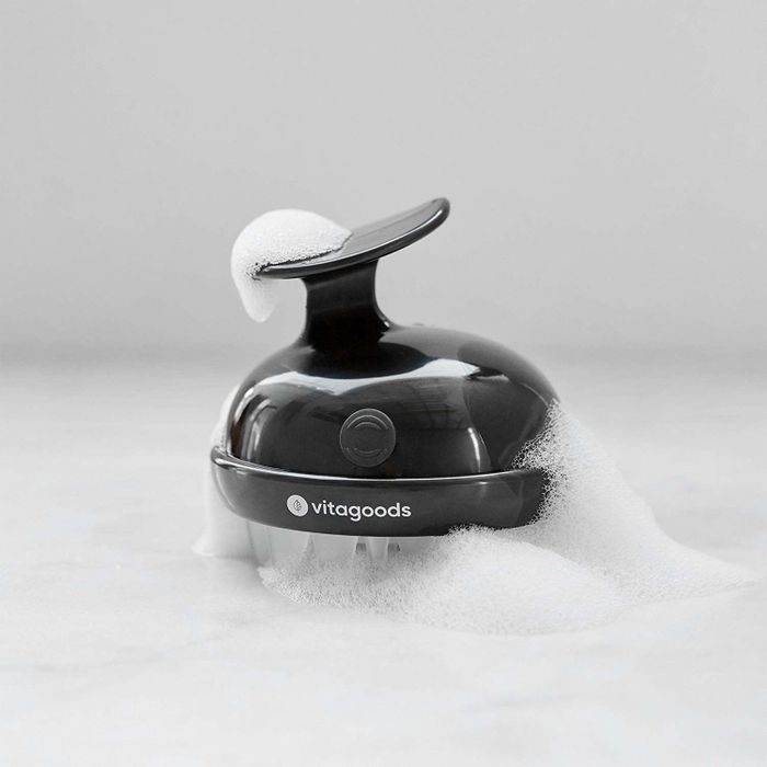 The Vitagoods vibrating shampoo brush in sleek black