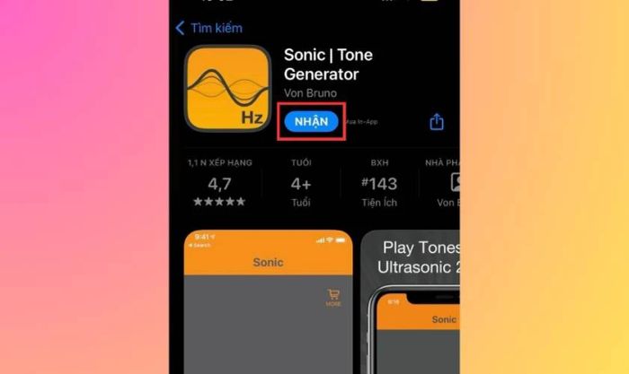 Nhấn nút Nhận và đợi quá trình tải xuống hoàn tất