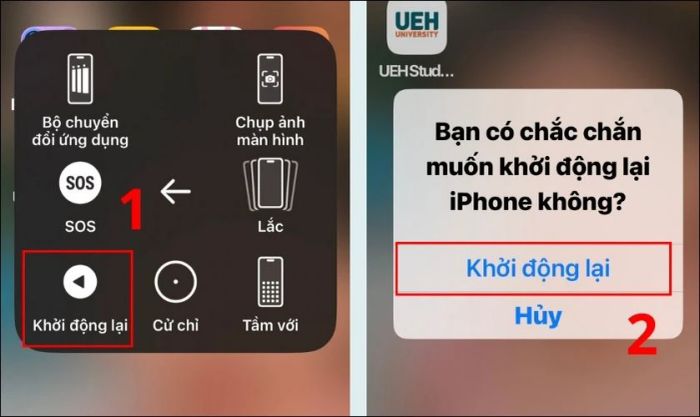 Nhấn vào Khởi động lại và đợi iPhone hoàn tất quá trình này