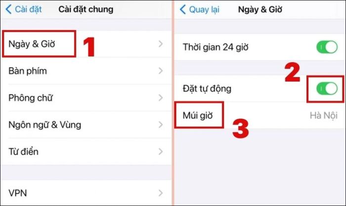 Kiểm tra lại cài đặt ngày và giờ để khắc phục lỗi iPhone mất sóng