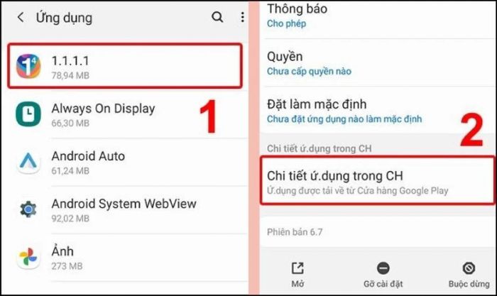 Bạn kéo xuống để bấm vào Chi tiết ứng dụng trong CH Play