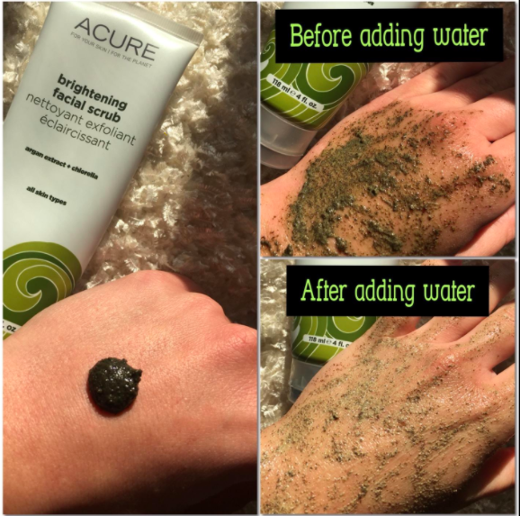 A customer review photo showing the facial scrub being rubbed into their hand.