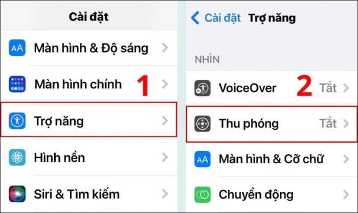 Tắt tính năng phóng to màn hình khi màn hình iPhone bị trắng mờ