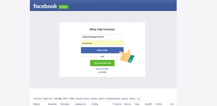 Tạo tài khoản Zalo bằng phương thức đăng nhập Facebook
