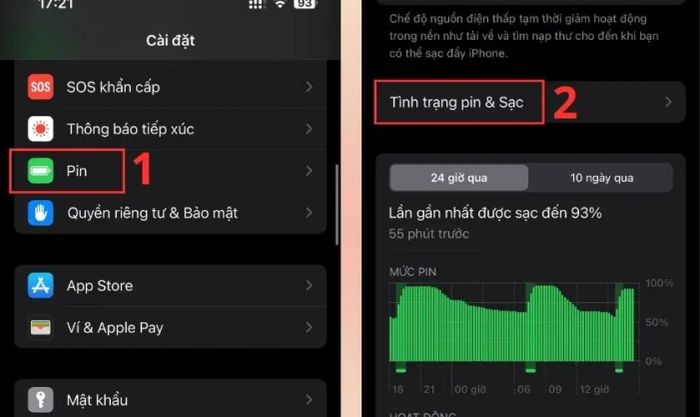 Đảm bảo sạc đầy pin với bộ sạc chuẩn và kiểm tra tình trạng pin