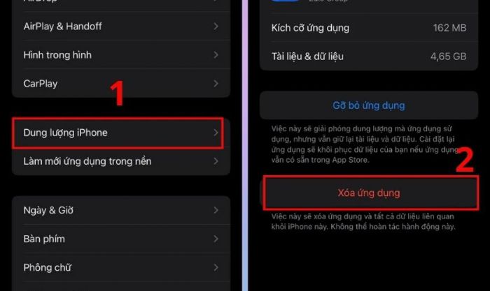 Xoá bộ nhớ đệm của ứng dụng