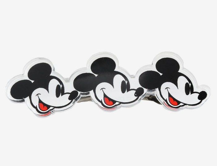 A barrette featuring three Mickey Mouse faces