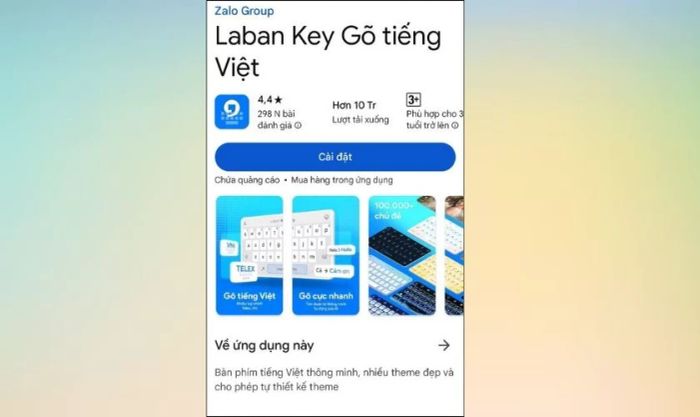 Cài đặt ứng dụng bàn phím mới để thay thế