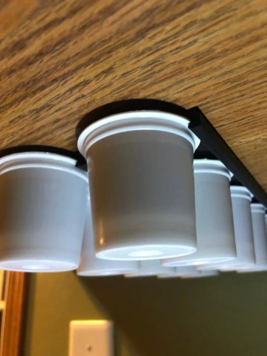 K-Cup organizer mounted underneath the cabinet