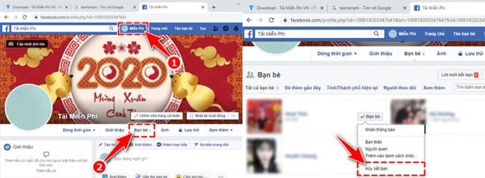Hủy kết bạn trên Facebook bằng máy tính