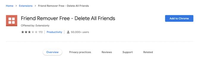 Phần mềm này giúp hủy kết bạn hàng loạt trên Facebook - nhấn vào và chọn 'Add to Chrome' để cài đặt.