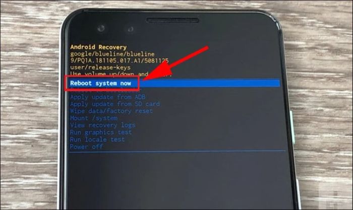 Chọn Yes và nhấn vào Reboot system now