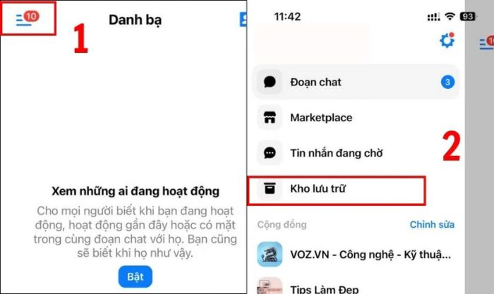 Tìm tin nhắn đã mất trong mục Kho lưu trữ của Messenger trên điện thoại