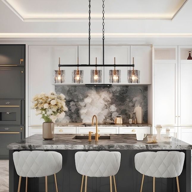 A large pendant light hanging in a modern kitchen for a chic, contemporary look