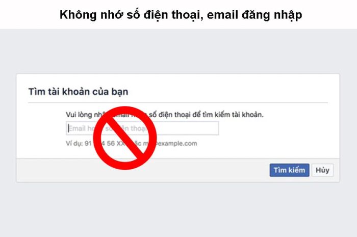 Không đăng nhập được vào Facebook vì không nhớ mật khẩu.