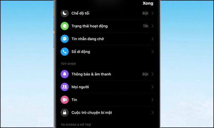 Khởi động lại ứng dụng để Messenger hiển thị bằng tiếng Việt