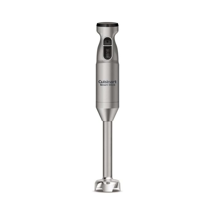 The sleek silver hand blender