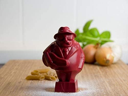 A red figure with a mustache, sunglasses, suit, and fedora shaped like a person