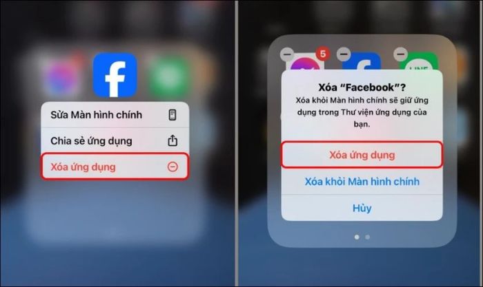 Gỡ và cài lại ứng dụng Facebook để sửa lỗi không xem được story.