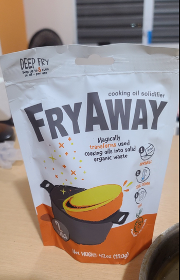 A pouch of FryAway powder