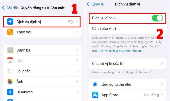 Tắt tính năng định vị để tránh tình trạng iPhone tụt pin