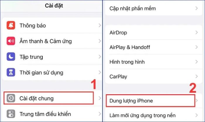 Giải phóng dung lượng trên iPhone để khắc phục lỗi Messenger bị spam không vào được