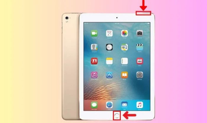 Ấn và giữ đồng thời nút Home cùng nút nguồn để đưa iPad vào chế độ DFU.