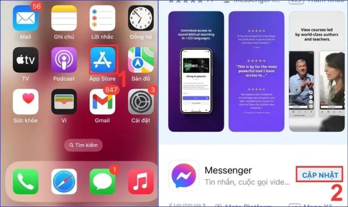 Cập nhật lại ứng dụng Messenger khi gặp lỗi spam trên điện thoại iPhone