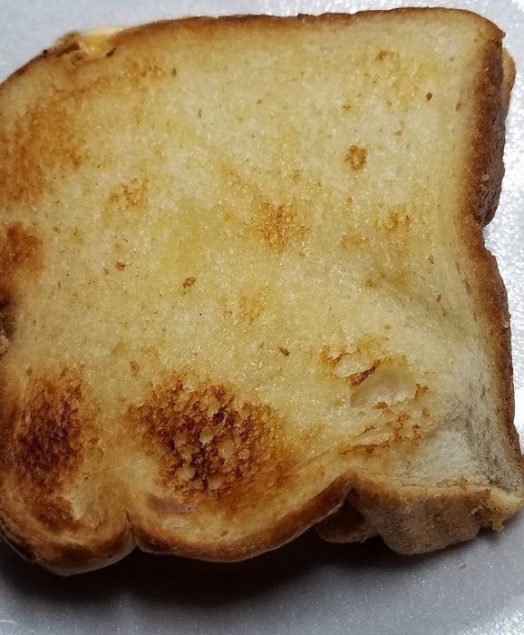 A reviewer’s photo of the grilled cheese they made using toaster oven bags
