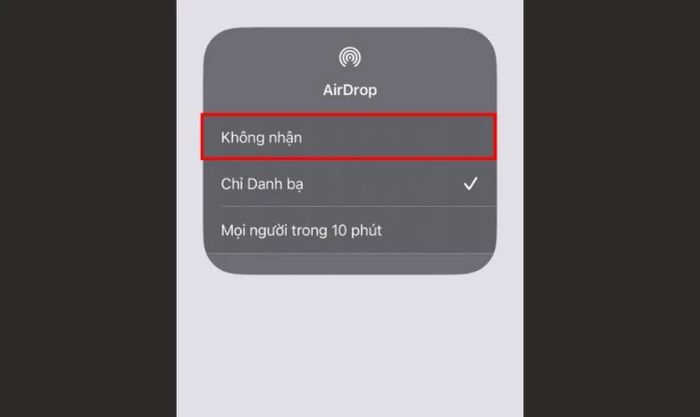 Chọn Không nhận