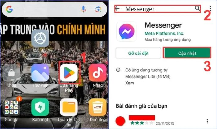 Cập nhật ứng dụng Messenger khi gặp lỗi spam trên điện thoại Android
