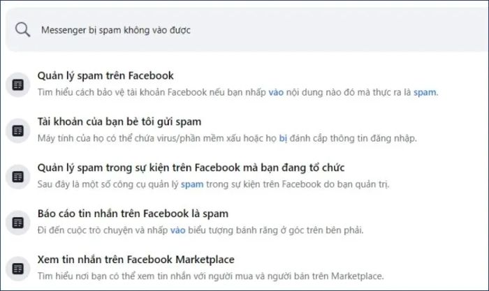 Nhấn chọn vào các mục bạn cần trợ giúp từ Facebook và làm theo chỉ dẫn
