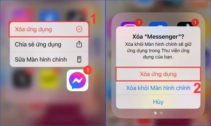 Xóa và tải lại ứng dụng Messenger để khắc phục lỗi không vào được do spam