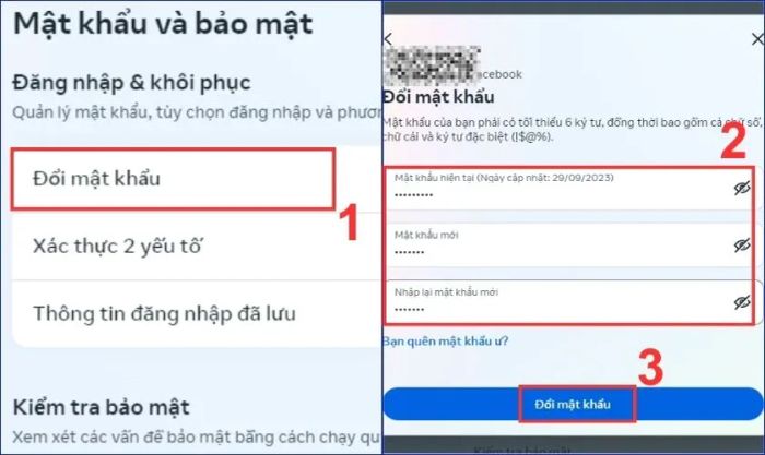 Nhấn vào Đổi mật khẩu, sau đó nhập mật khẩu hiện tại và mật khẩu mới của bạn